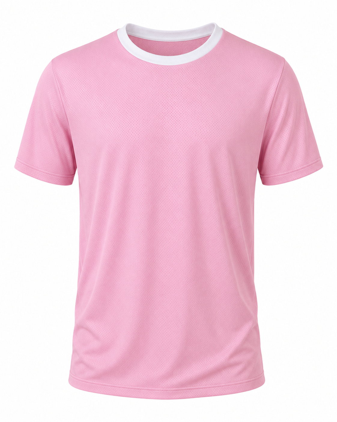 Playera Dry Fit Rosa Claro Cuello Blanco - frente