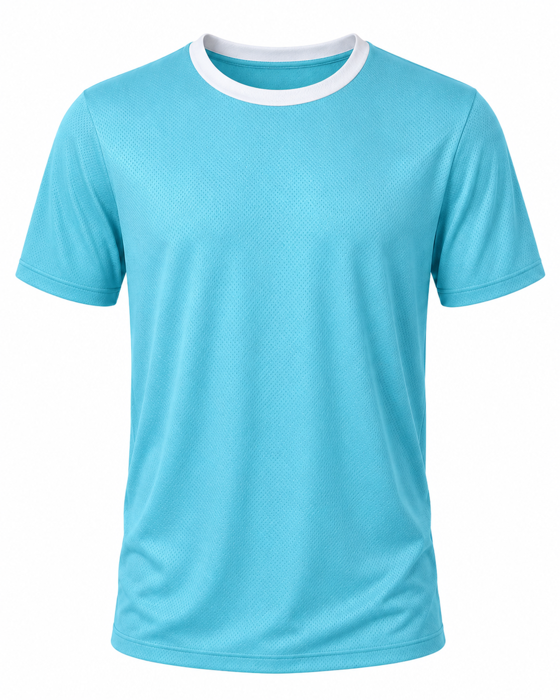Playera Dry Fit Azul Claro Cuello Blanco - frente